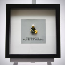 When I grow up I want to be a  Firefighter  mini Figure framed picture 