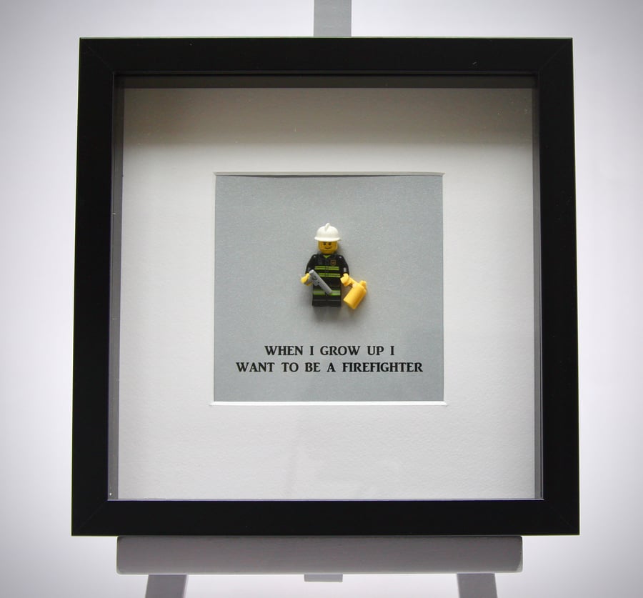 When I grow up I want to be a  Firefighter  mini Figure framed picture 