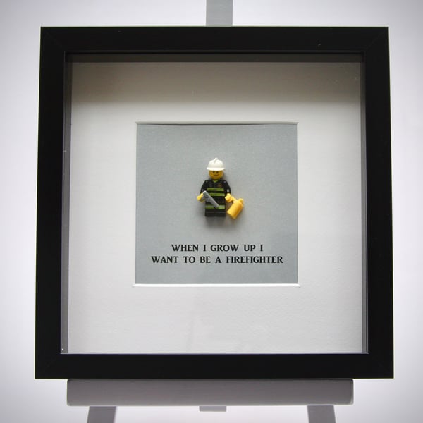 When I grow up I want to be a  Firefighter  mini Figure framed picture 