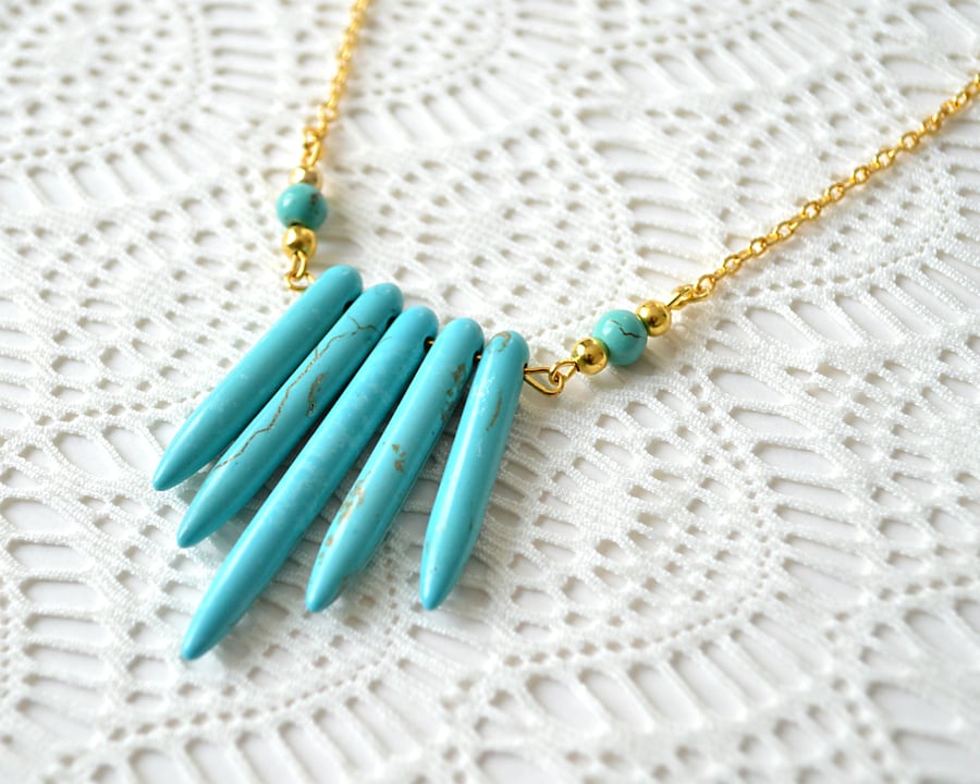 Sale! 50% off! Turquoise Spike Necklace