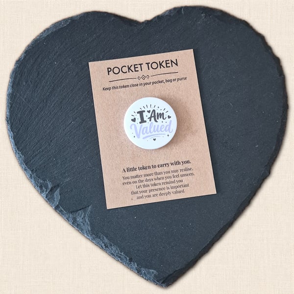 I Am Valued Pocket Token - Positive Affirmation Encouragement Gift