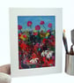 A mixed media painting - red and white wildflowers - letterbox gift - Image 5