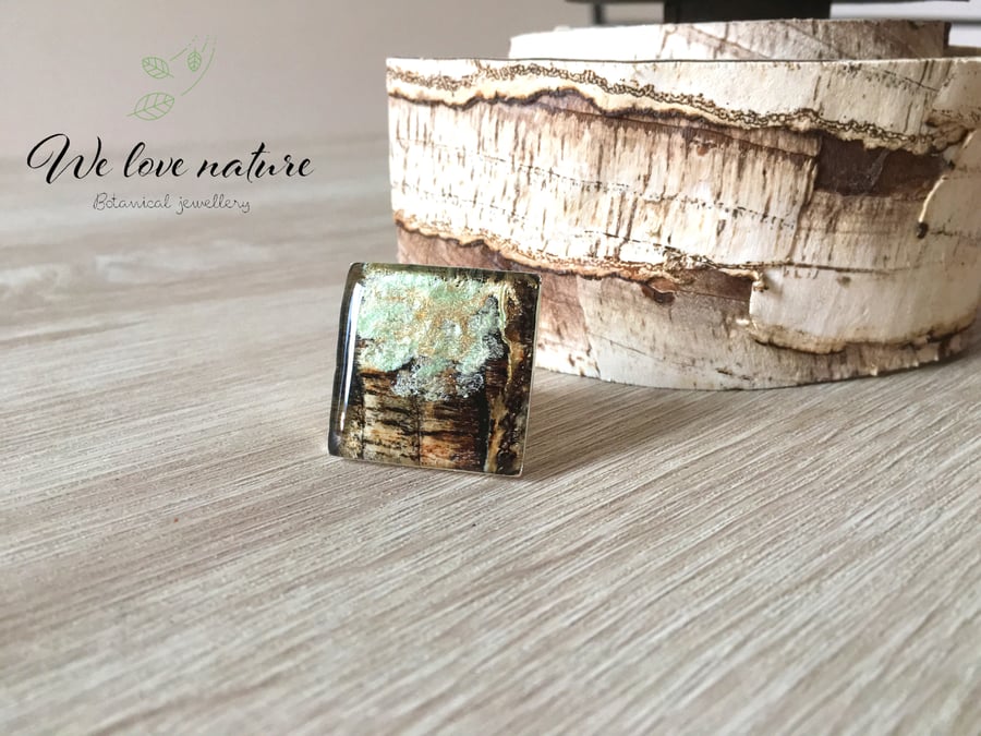 Resin ring Wooden ring Real Birch Bark Ring Natural ring- Resin jewellery