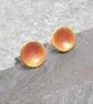 Orange enamel studs, Small round earrings, Colourful jewellery - Image 1