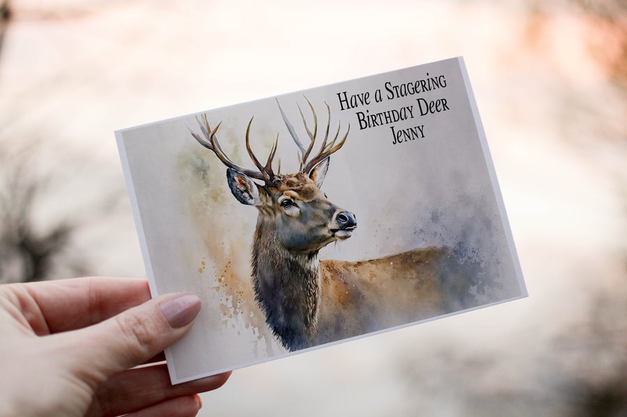 Stag Birthday Card, Stag Birthday Card, Personalized Stag Card