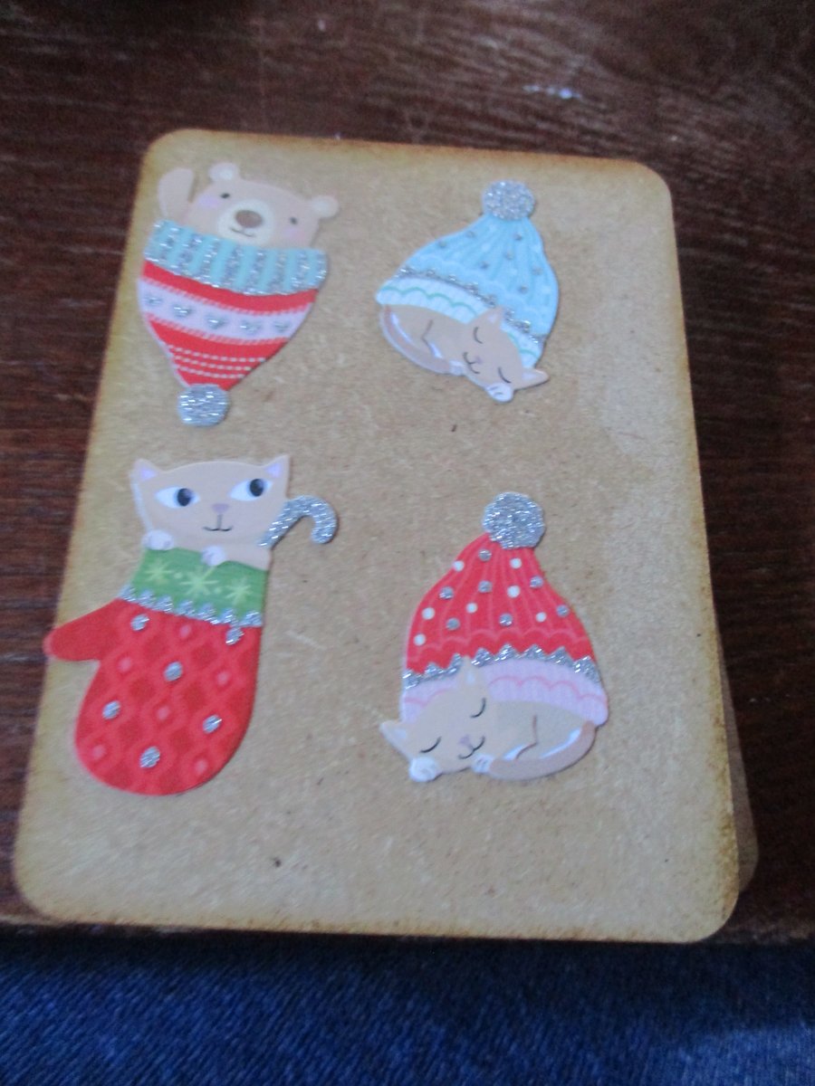 Cats and a Teddy in Hats Plaque
