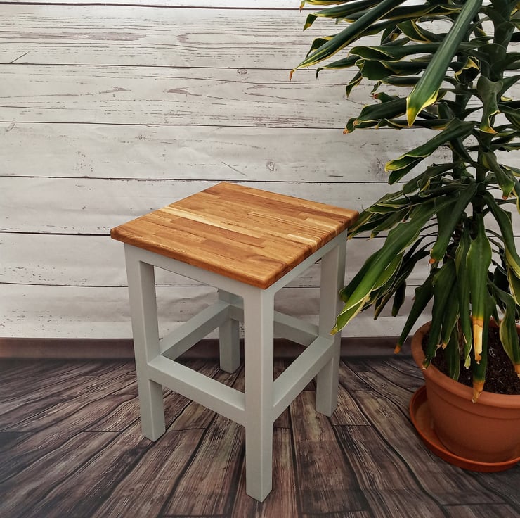 Wooden Oak Stool Square Side Table Custom Order Folksy