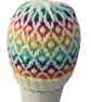 Multi coloured diamond hat, stranded beanie, Norwegian toque, Scandinavian skull - Image 5
