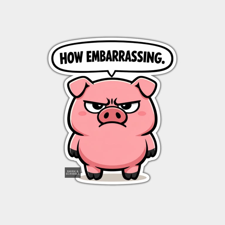 Funny Snarky Vinyl Sticker For Adults - Grumpy Pig