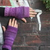 Comfy mittens in the shades purple, fingerless gloves handknit women's