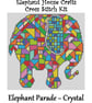 Elephant Parade Cross Stitch Kit Crystal Size Approx 7" x 7"  14 Count Aida