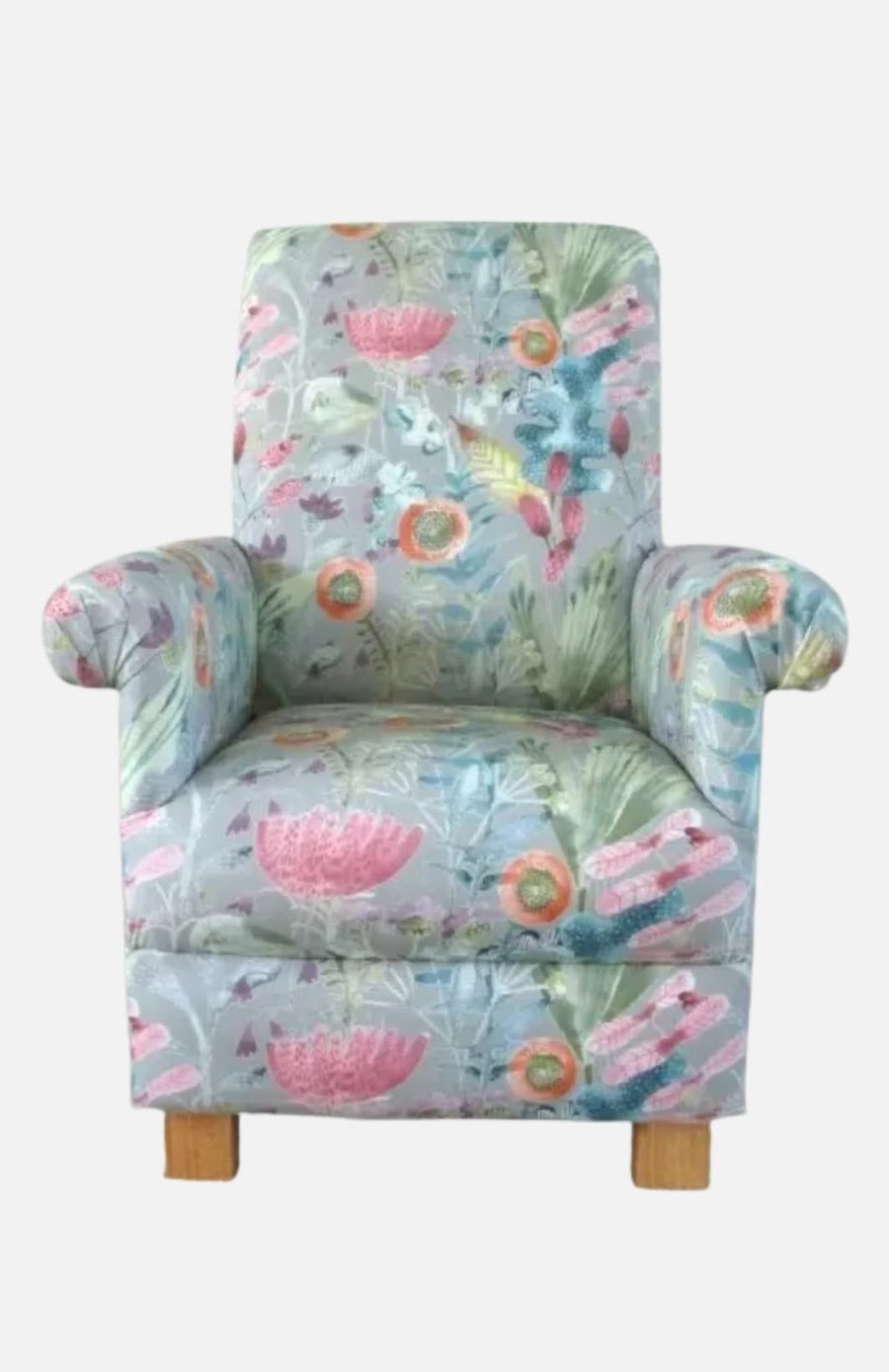 Voyage Maizey Persimmon Armchair Adult Floral Chair Grey Pink Accent Bedroom