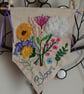 Wild Flowers Hanging Fabric Penant, Hand embroidered 