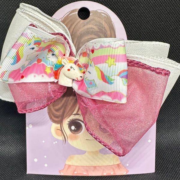 Unicorn Hair Bows –  Alligator Clip Design