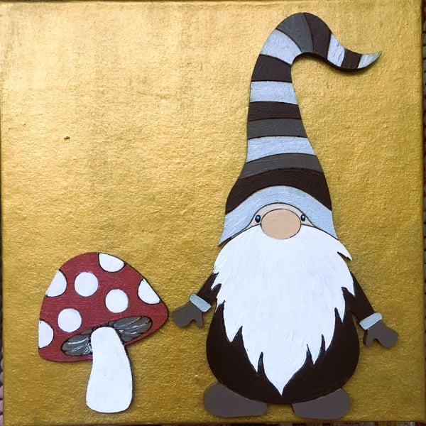 Painted Wooden Shape Gnome Treasure Box