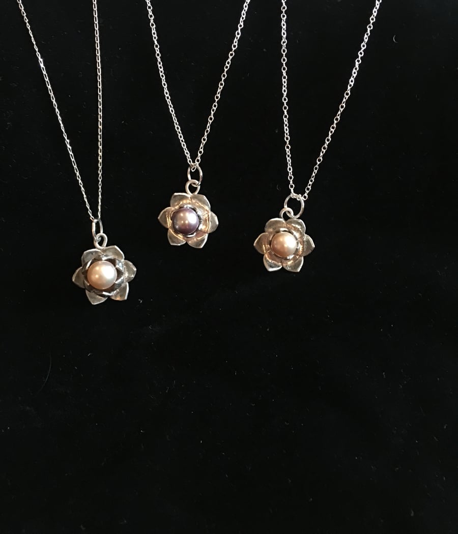 Lotus Flower Silver Pendant