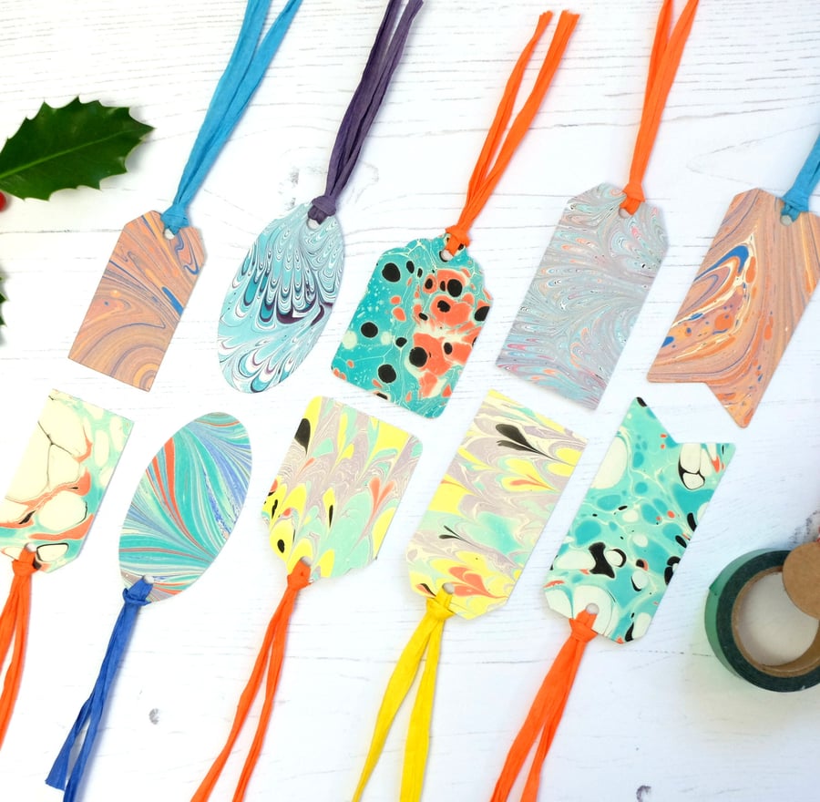 Marbled paper gift tags mixed pack