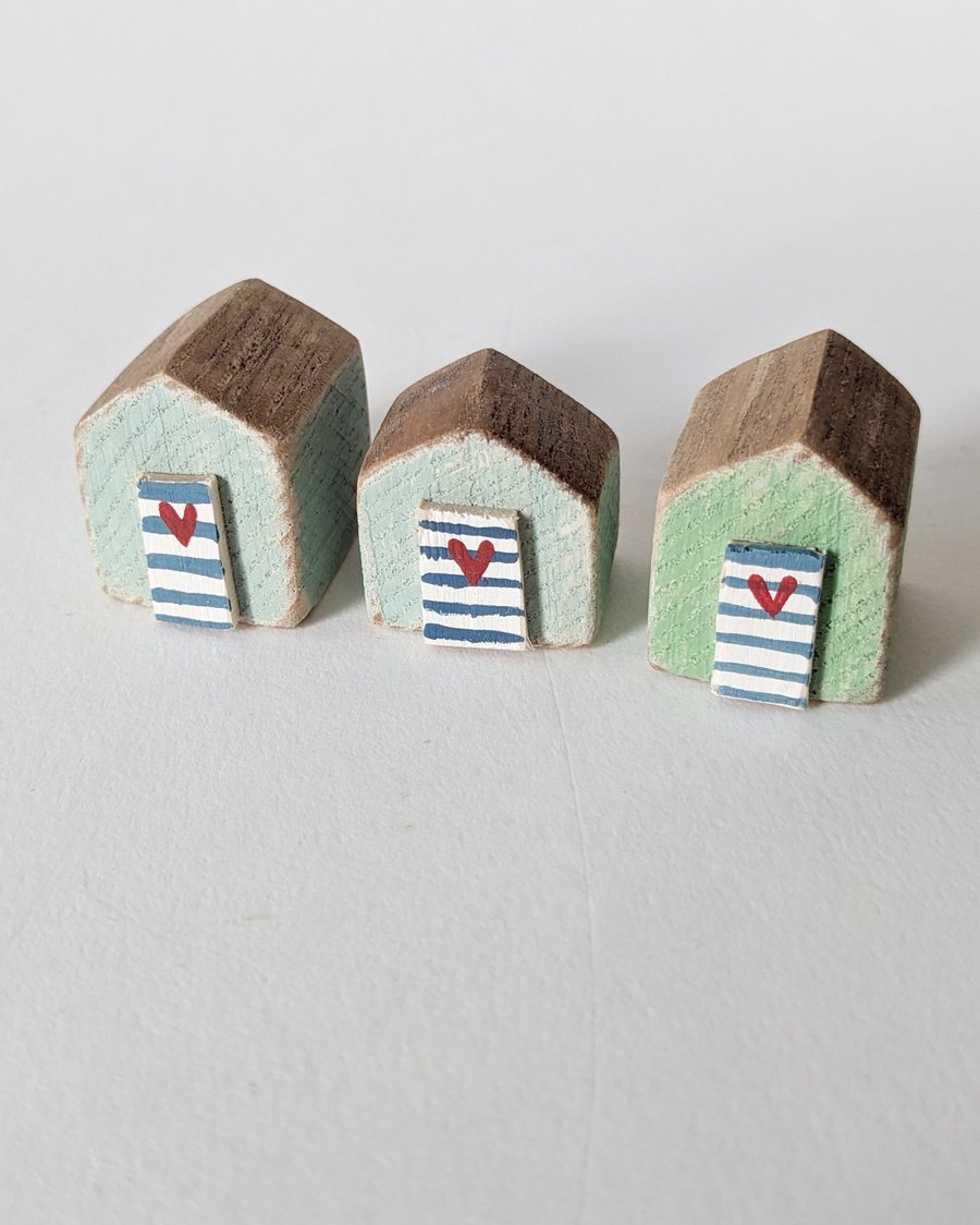 Teeny Hand Painted Wooden Beach Hut