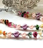 Multicoloured  Quartz Pebble & Shell Pearl Necklace Silver Plate - Image 3