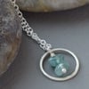 Minimalist Sterling Silver and Apatite Gem Karma Pendant Necklace on Trace Chain