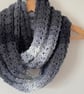 Monochrome Infinity Scarf - Handmade - Ombre - Sparkly - Womens Scarves
