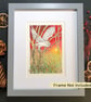 Barn Owl Flight through the Trees, sunset owl artwork, bird wall art