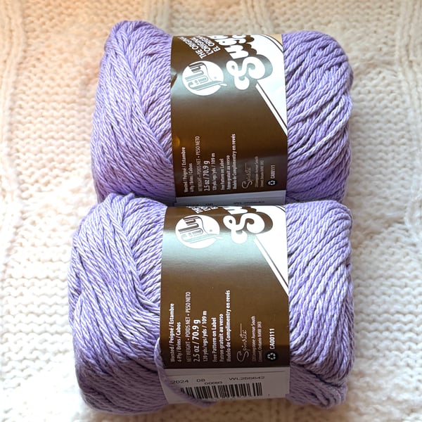 2 balls x 70.9g Lily Sugar 'n Cream The Original Yarn - Soft Violet 100% Cotton