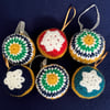Christmas Seed bead and Snowflake crocheted baubles set of 6