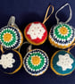 Christmas Seed bead and Snowflake crocheted baubles set of 6