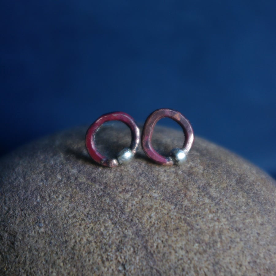  Copper Circle with Silver Seed Studs