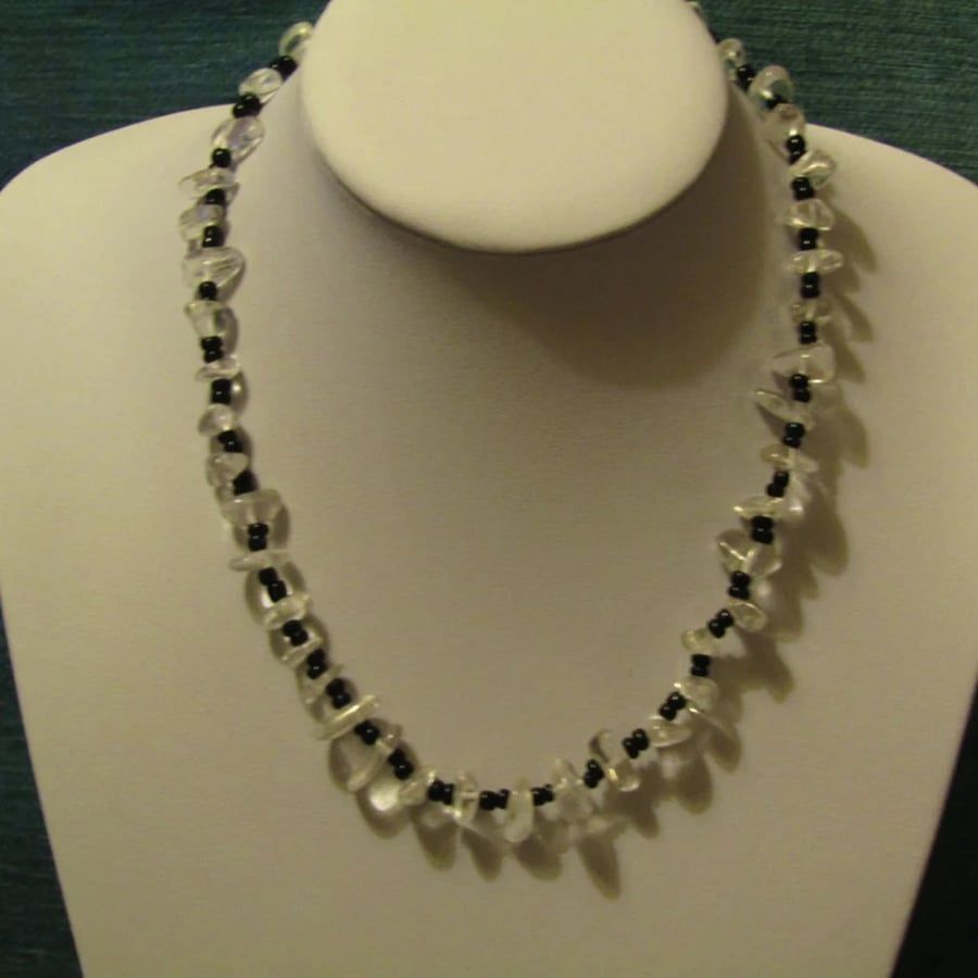 Glacier Necklace with Black Beads