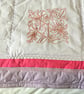 Single Bed or Lap Quilt. Floral Stitching Designs, Gift for Lady or Young Girl. - Image 6