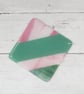 Individually Made Pink and Green Fused Glass Coasters - Set of 2 - Image 5