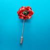 Small RED POPPY PIN Wedding Corsage Lapel Flower Pin Brooch HANDMADE HANDPAINTED