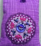 Hand Embroidered Blue Button Lavender Bag - Image 2