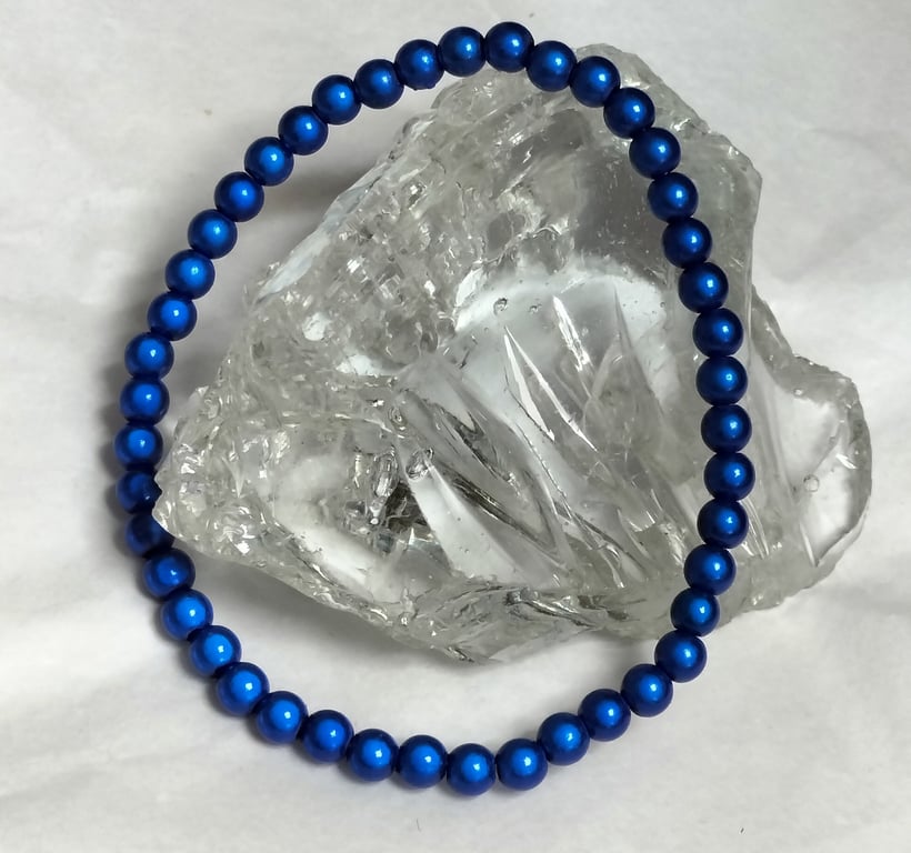 AL134 Blue miracle bead elasticated Anklet