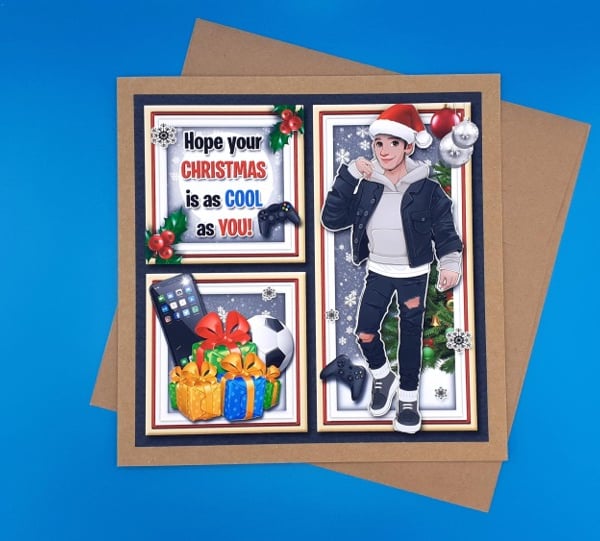 Teenage Christmas Card, Grandson, Son, Friend, Nephew, Decoupage