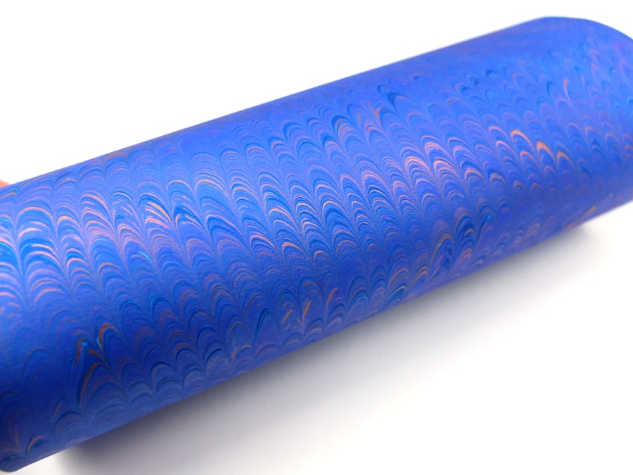 A4 Marbled paper sheet blue and copper non pareil pattern slight second 