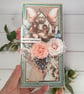 Handmade Fairy Birthday Card (121) Luxury 3D Floral Card in Light Blue & Gold. - Image 6