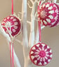 Crochet Christmas Baubles Set of 6 - Shades of Pink and White - Tree Decorations - Image 9