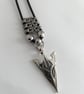 Mens  Necklace Pendant, Arrowhead Pendant adjustable Leather and Chainmaille - Image 1