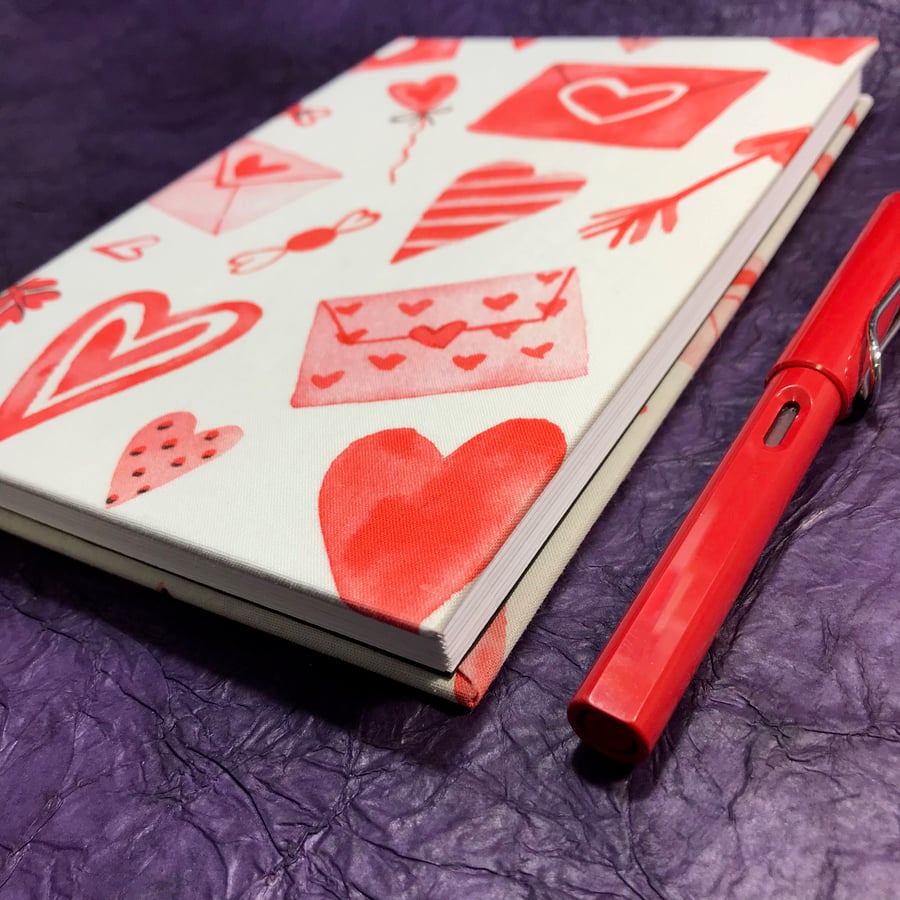 A5 Lined Notebook with full cloth love letter cover