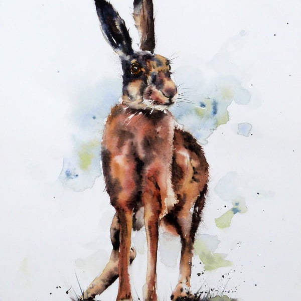 Hare, Original Watercolour Painting.