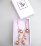 Pearl Dangle Drop Earrings with Cubic Zirconia Gold Coloured Metal Chains - Image 5