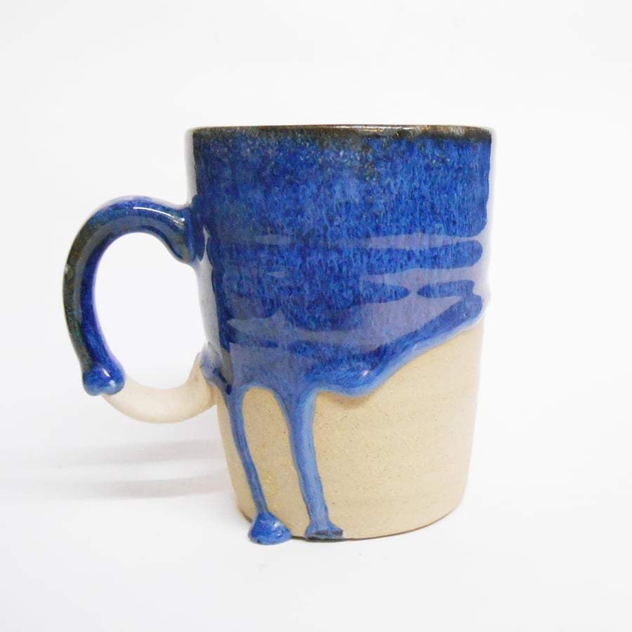 Mug Drippy Chun Blue glazed Stoneware Ceramic.