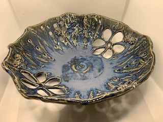 Carved Fruit Bowl with stunning glaze effect.