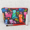 Cats make up bag, zipped pouch, cosmetic bag