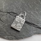 Paw print pendant, silver unisex pendant