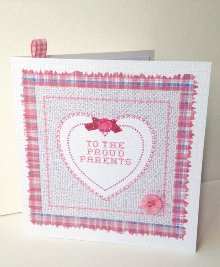 SALE Greeting Card,Proud Parents Baby Card,Handmade Card,Can Be Personalised.
