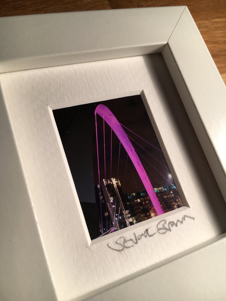 SQUINTY BRIDGE, ,GLASGOW  mini signed and framed print 